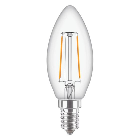 Philips LED-Kerzenlampe CorePro B35, 2W 250lm 2700K E14, Glas, Weiß, 37757800
