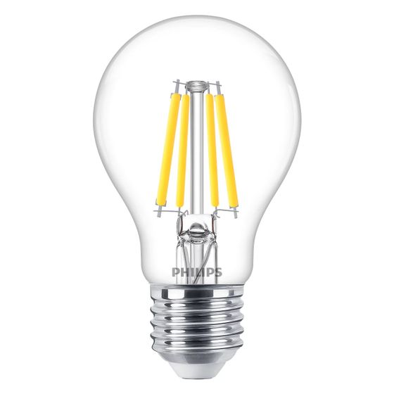 Philips LED-Lampe MASTER Value A60, 3,4W 470lm 2700K E27, Glas, Klar