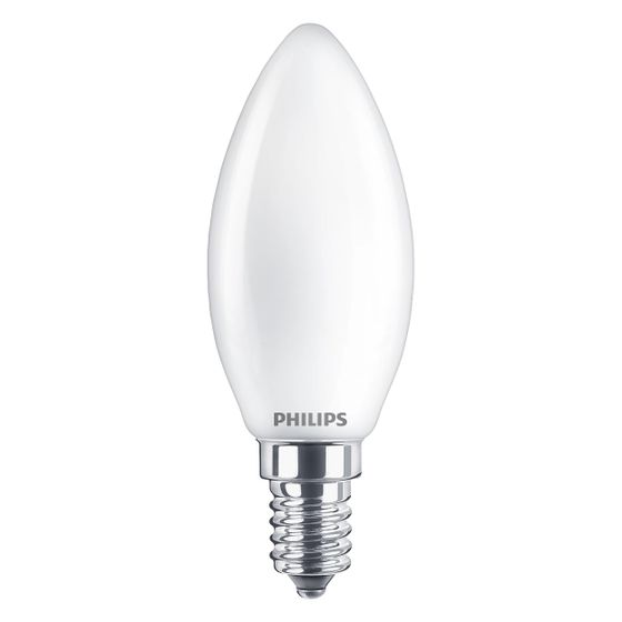 Philips LED-Kerzenlampe CorePro B35, 4,3W 470lm 2700K, Glas, Weiß, 1