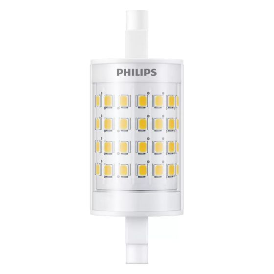 Philips LED-Stablampe CorePro R7S 78mm 7W 950lm 3000K, 78mm, Klarer Kunststoff, Weiß