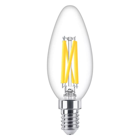 Philips LED-Kerze MASTER B35, 3,4W 470lm E14 2200K, Glas, Weiß