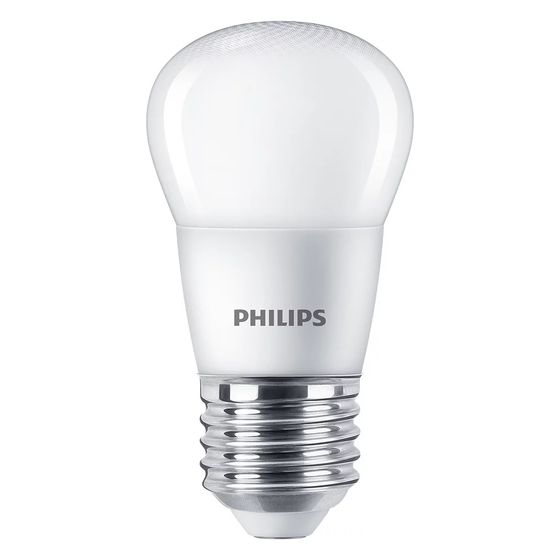 Philips LED-Lampe CorePro P45, 5W 470lm E27 2700K, Kunststoff, Weiß