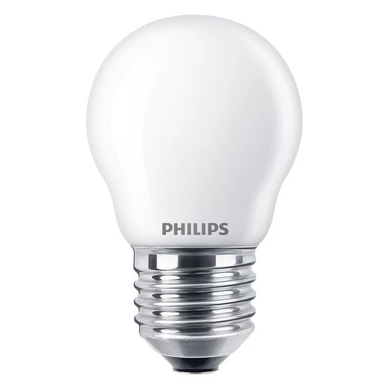 Philips LED-Lampe CorePro P45, 4,3W 470lm 2700K E27, Glas, Weiß, 1