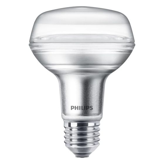Philips LED-Reflektor CorePro R80 E27, 8W, 670 lm, 2700 K, 36 Grad, Kunststoff, Weiß
