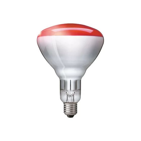 Philips Infrarot-Reflektorlampe IR250RH BR125, 250W 230V E27, Hartglas, Rot
