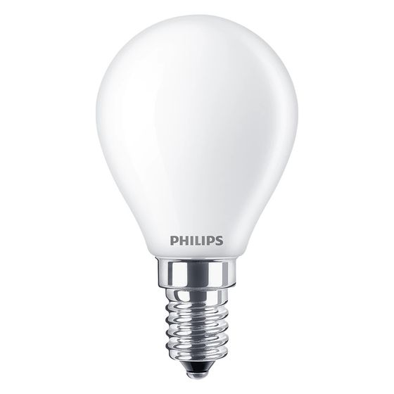 Philips LED-Lampe CorePro P45, 4,3W 470lm 2700K E14, Glas, Mattiert, Weiß
