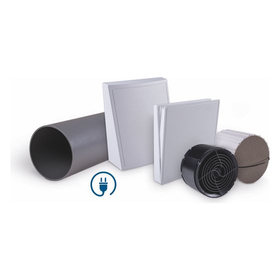 Pluggit Dezentrales Wohnraumlüftungsgerät iconVent 175 Basis Komplettset, 160mm, Kunststoff, Weiß, ICV175K
