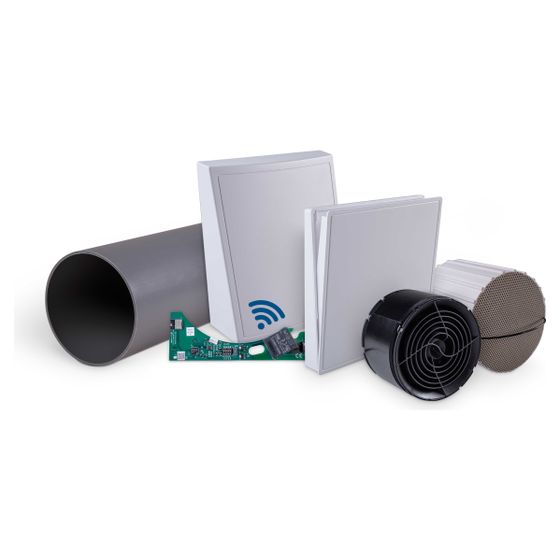 Pluggit Dezentrales Wohnraumlüftungsgerät iconVent 200 Basis Komplettset, 230V, 160mm, Weiß, ICV200K