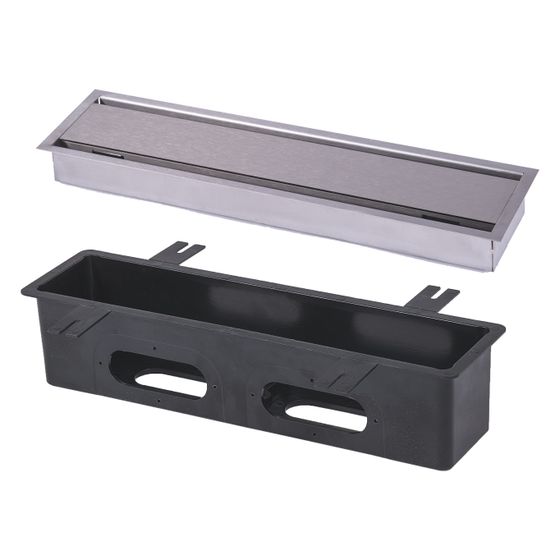 Pluggit Design-Blende Slot Set-Abluft, Edelstahl gebürstet, 95mm Einbautiefe, EVBP10S