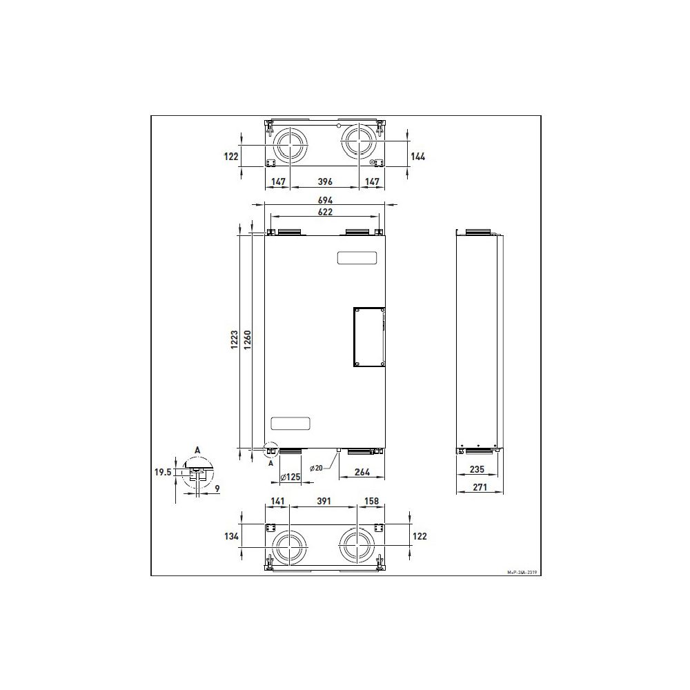 Pluggit Wohnraumlüftungsgerät PluggEasy ASPH1,0, 140m3/h, Stahlblech, ASPH1,0... PLUGGIT-ASPH1.0 8413893363510 (Abb. 2)