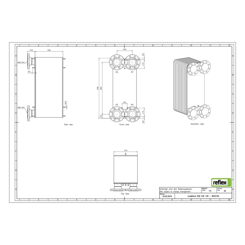 Reflex Longtherm Plattenwärmetauscher RLB-235-140, gelötet, 140 Platten, eingängig, DN ... REFLEX-8022100 4036705193637 (Abb. 2)
