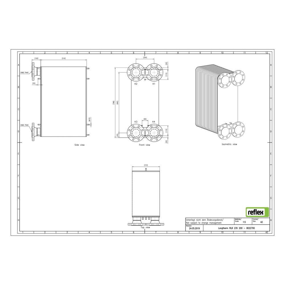 Reflex Longtherm Plattenwärmetauscher RLB-235-200, gelötet, 200 Platten, eingängig, DN ... REFLEX-8022700 4036705193699 (Abb. 2)