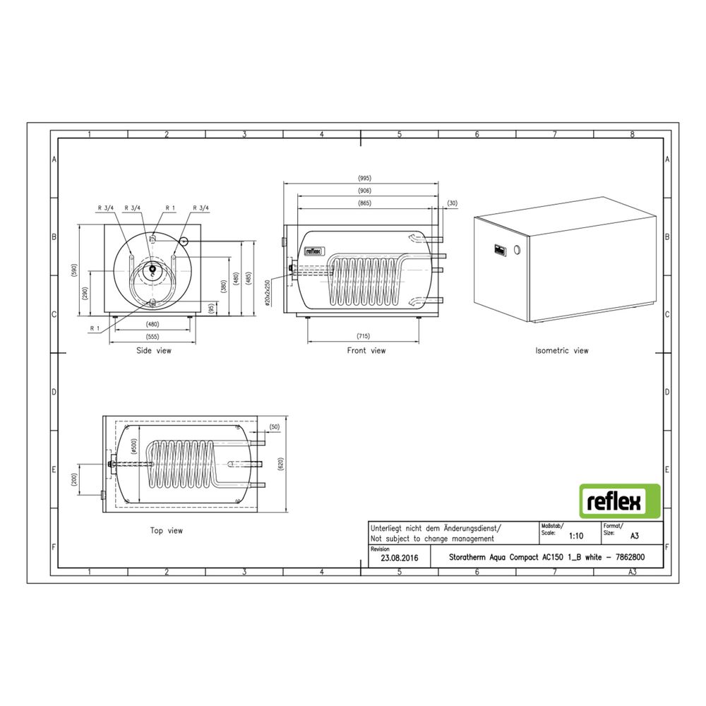 Reflex Storatherm Aqua Compact AC 150/1, Nenninhalt 147l, 52mm, Unterstellspeicher, Wei... REFLEX-7862800 4036705137235 (Abb. 3)