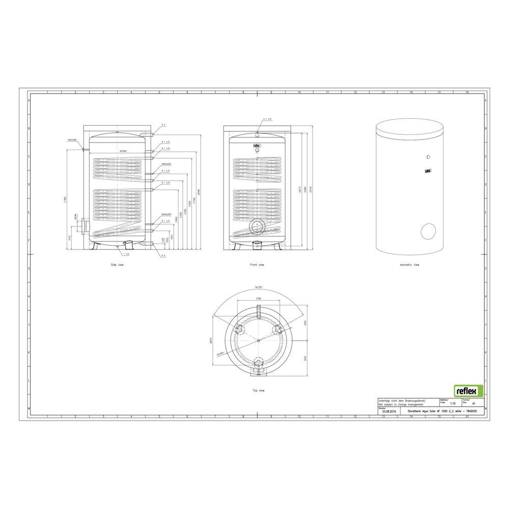 Reflex Storatherm Aqua Solar AF 1500/2, Nenninhalt 1407l, 120mm, 2 Wärmetauscher, stehe... REFLEX-7849500 4036705138317 (Abb. 3)