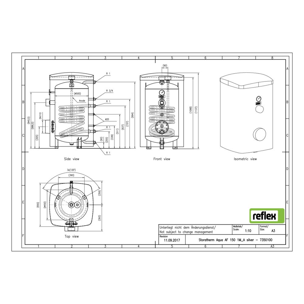Reflex Storatherm Aqua AF 150/1M A Speicherwassererwärmer silber... REFLEX-7350100 4036705148880 (Abb. 2)