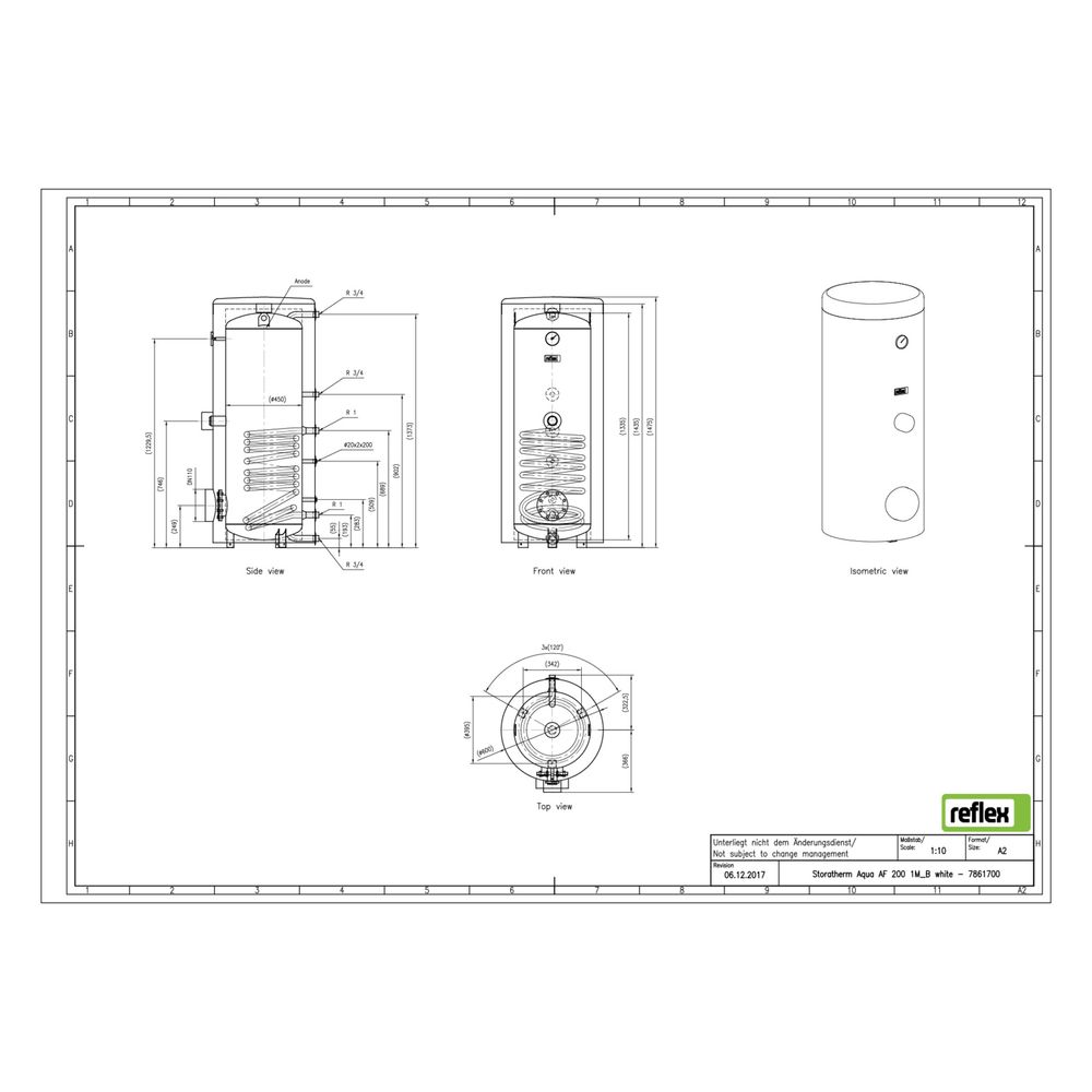 Reflex Storatherm Aqua AF 200/1M Speicherwassererwärmer, Nenninhalt 191l, 75mm, 1 Wärme... REFLEX-7861700 4036705137631 (Abb. 2)