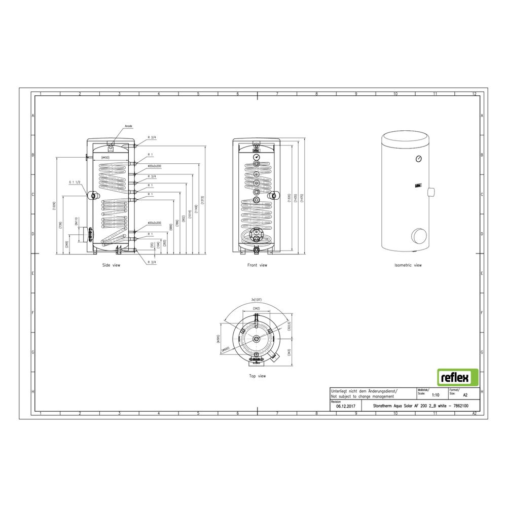 Reflex Storatherm Aqua Solar AF 200/2, Nenninhalt 186l, 75mm, 2 Wärmetauscher, stehend,... REFLEX-7862100 4036705137495 (Abb. 3)