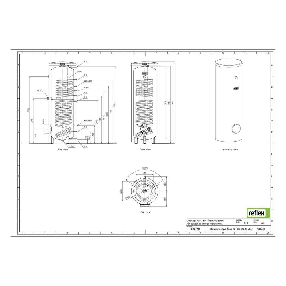 Reflex Storatherm Aqua Solar AF 300/2S C Speicherwassererwärmer silber... REFLEX-7836300 4036705138201 (Abb. 3)