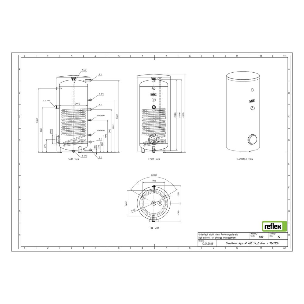 Reflex Storatherm Aqua AF 400/1M C Speicherwassererwärmer silber... REFLEX-7847300 4036705137815 (Abb. 2)