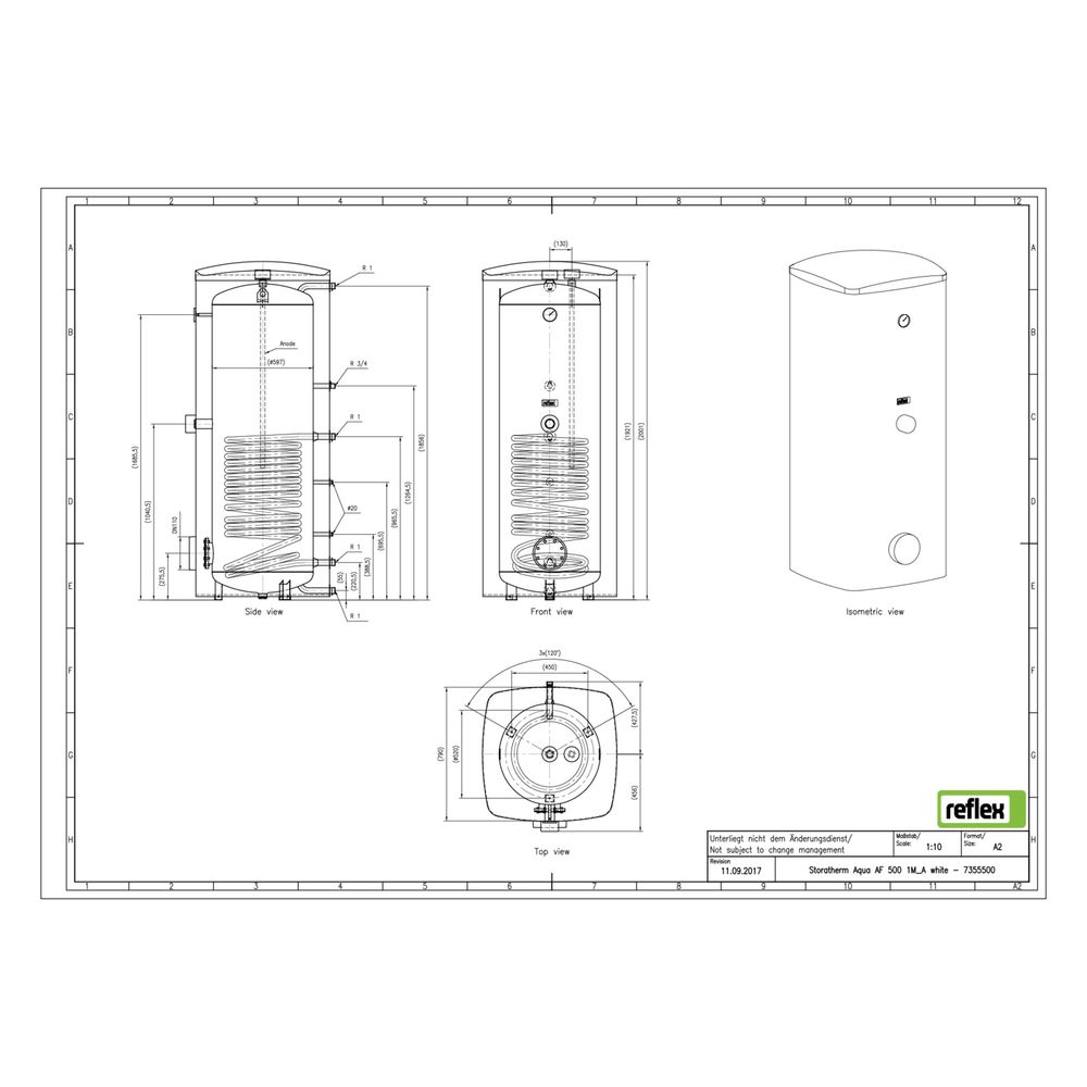 Reflex Storatherm Aqua AF 500/1M Speicherwassererwärmer, Nenninhalt 463l, 97mm, 1 Wärme... REFLEX-7355500 4036705148873 (Abb. 2)