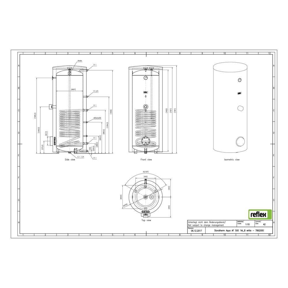 Reflex Storatherm Aqua AF 500/1M Speicherwassererwärmer, Nenninhalt 463l, 76,5mm, 1 Wär... REFLEX-7862000 4036705137662 (Abb. 2)