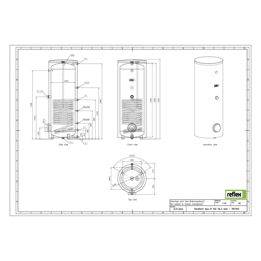 Reflex Storatherm Aqua AF 500/1M C Speicherwassererwärmer silber... REFLEX-7847400 4036705137822 (Abb. 2)