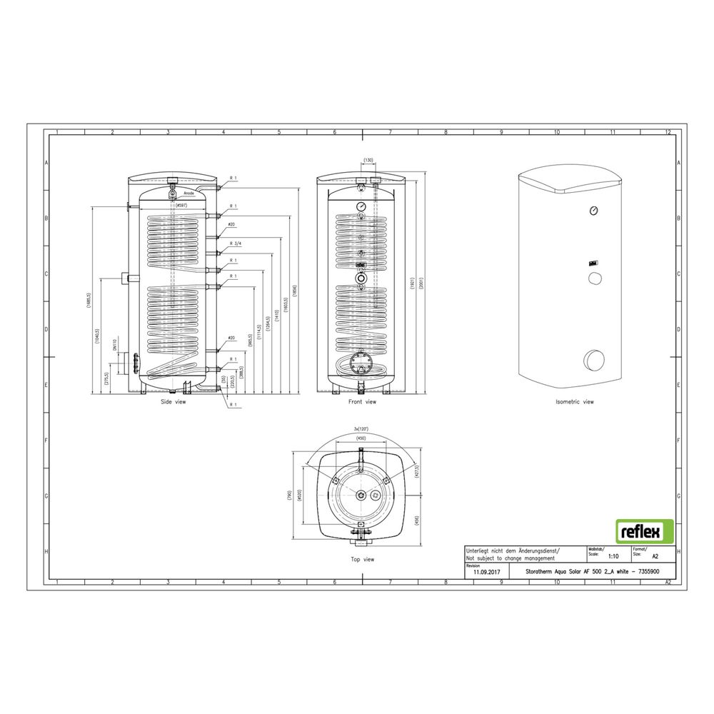 Reflex Storatherm Aqua Solar AF 500/2, Nenninhalt 453l, 96,5mm, 2 Wärmetauscher, stehen... REFLEX-7355900 4036705148965 (Abb. 3)