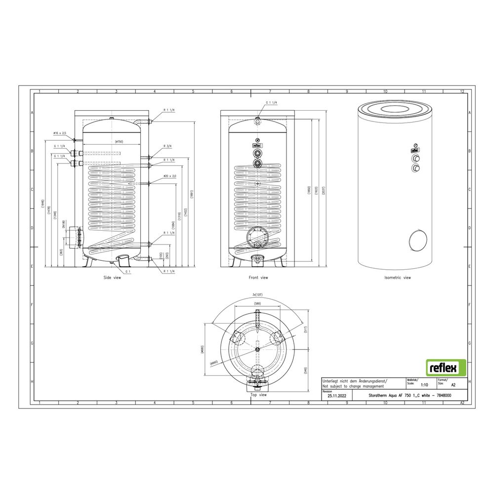 Reflex Storatherm Aqua AF 750/1 Speicherwassererwärmer, Nenninhalt 714l, 105mm, 1 Wärme... REFLEX-7848000 4036705137839 (Abb. 2)