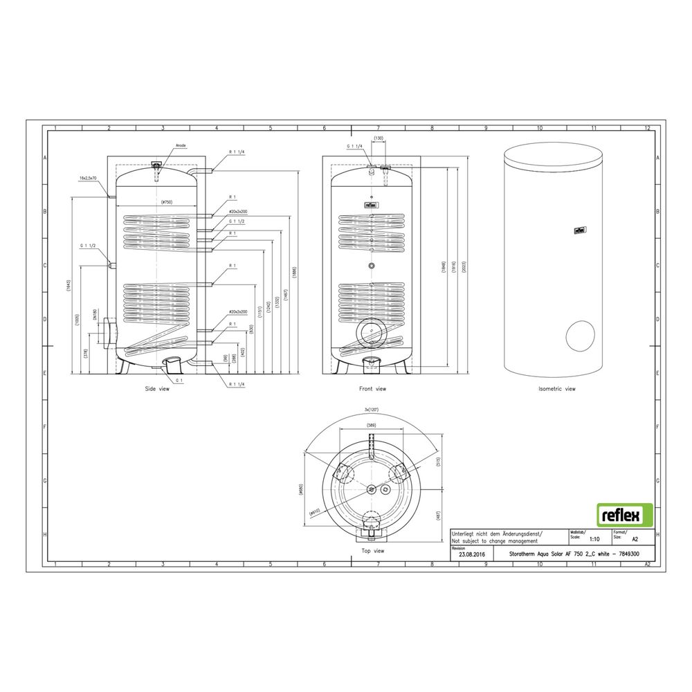 Reflex Storatherm Aqua Solar AF 750/2, Nenninhalt 7271l, 105mm, 2 Wärmetauscher, stehen... REFLEX-7849300 4036705137563 (Abb. 3)