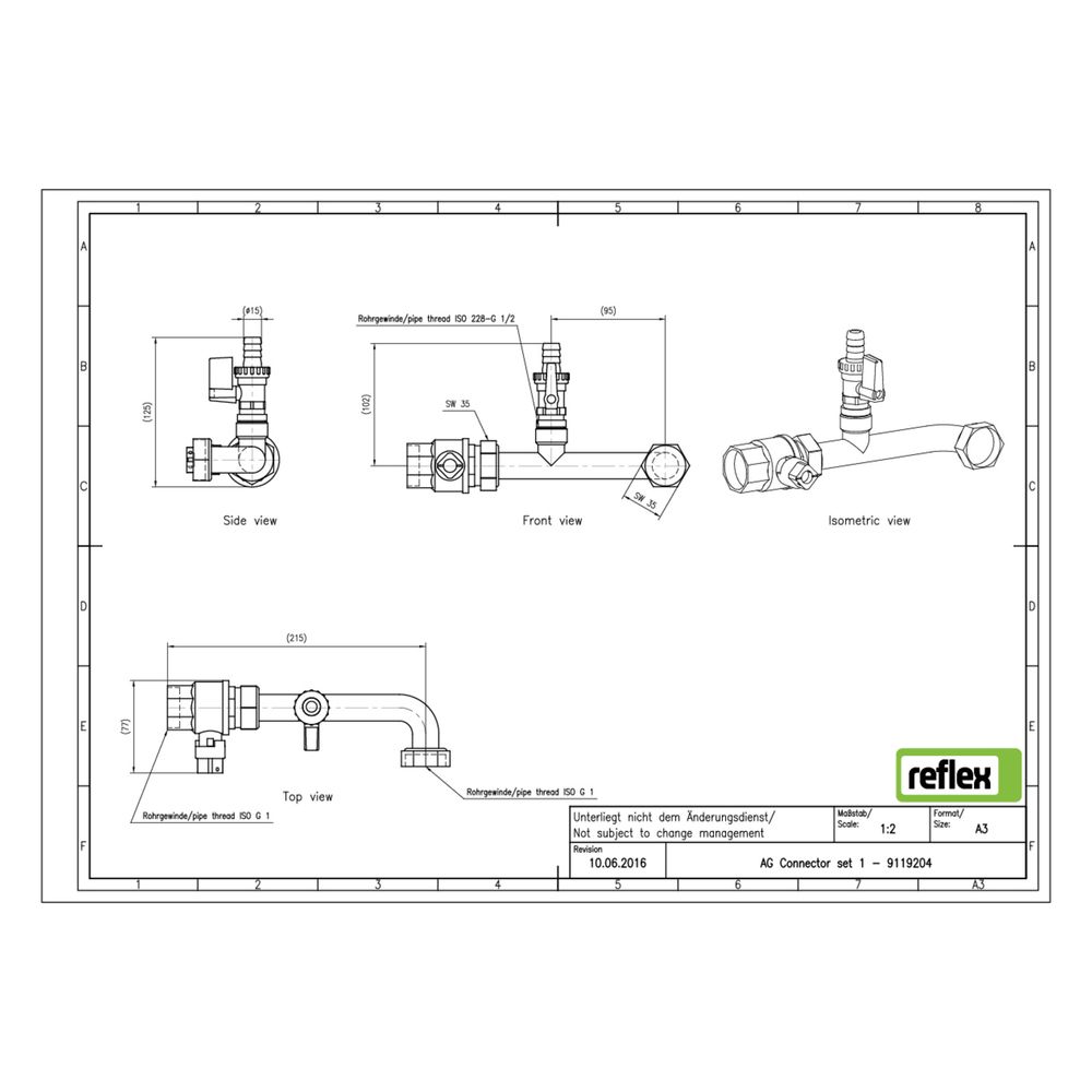 Reflex Anschlussgruppe AG 1", für Ausdehnungsgefäße, inklusive Absperrung... REFLEX-9119204 4036705083884 (Abb. 2)