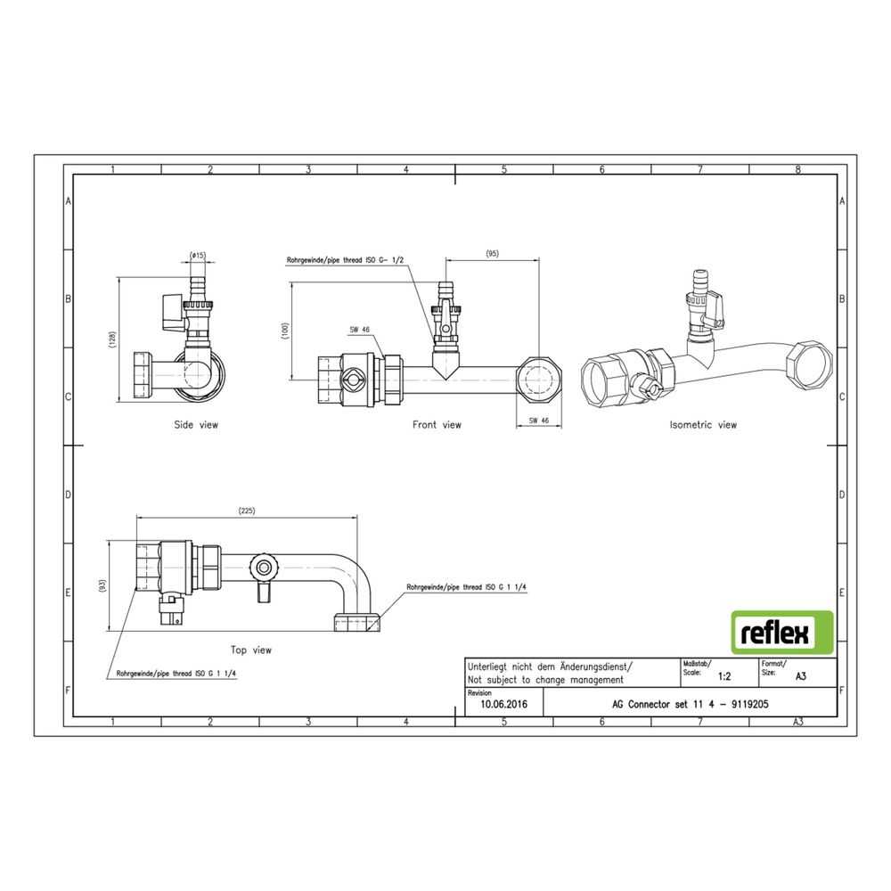 Reflex Anschlussgruppe AG 1 1/4", für Ausdehnungsgefäße, inklusive Absperrung... REFLEX-9119205 4036705083914 (Abb. 2)
