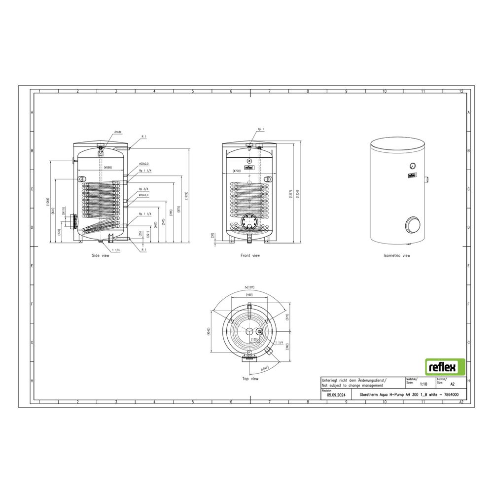 Reflex Storatherm Aqua Heat Pump AH 300/1 Wärmepumpenspeicher, Nenninhalt 279l, 51,5mm,... REFLEX-7864000 4036705137372 (Abb. 3)