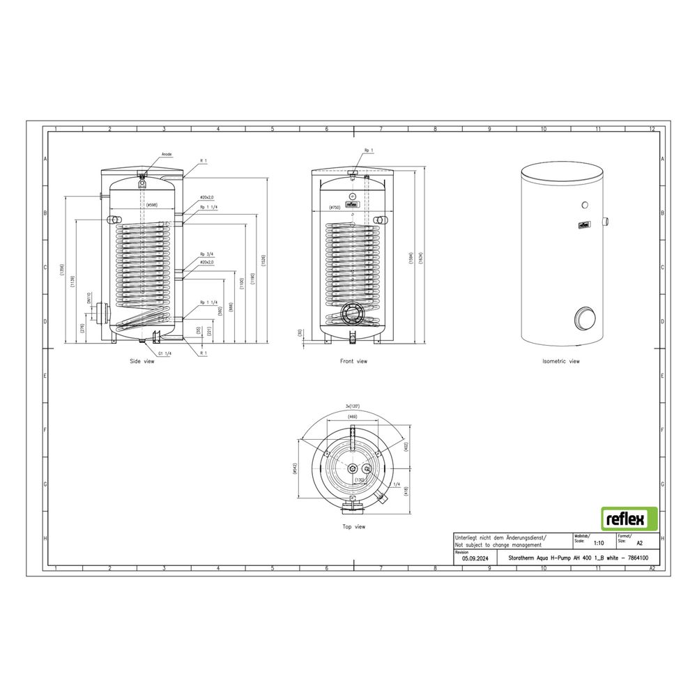 Reflex Storatherm Aqua Heat Pump AH 400/1 Wärmepumpenspeicher, Nenninhalt 345l, 76mm, 1... REFLEX-7864100 4036705137389 (Abb. 3)