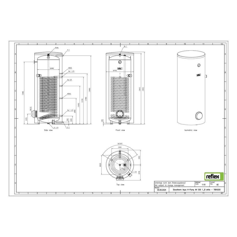 Reflex Storatherm Aqua Heat Pump AH 500/1 Wärmepumpenspeicher, Nenninhalt 427l, 76mm, 1... REFLEX-7864200 4036705137396 (Abb. 3)