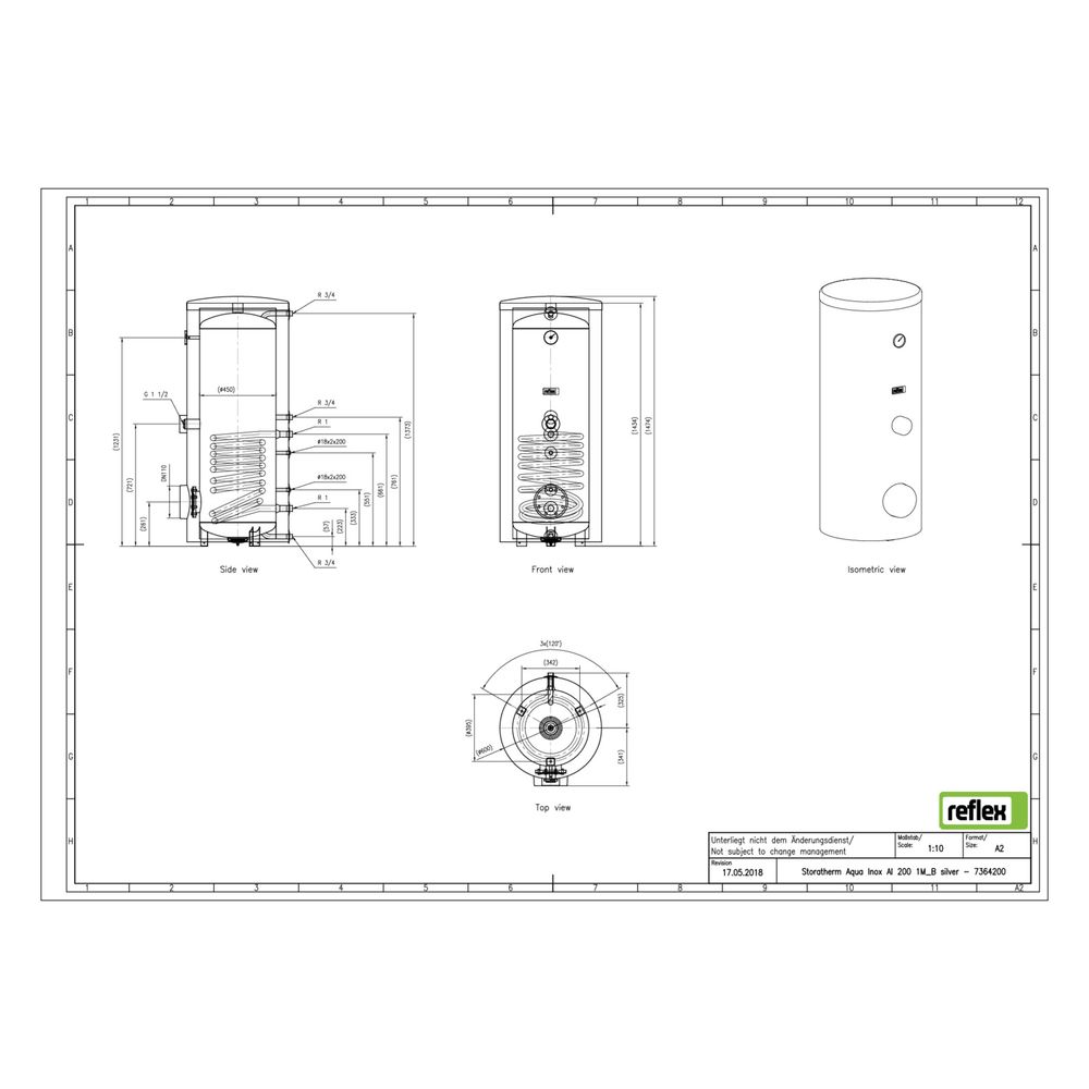 Reflex Storatherm Aqua Inox AI 200/1M B Edelstahlspeicher silber... REFLEX-7364200 4036705157400 (Abb. 2)
