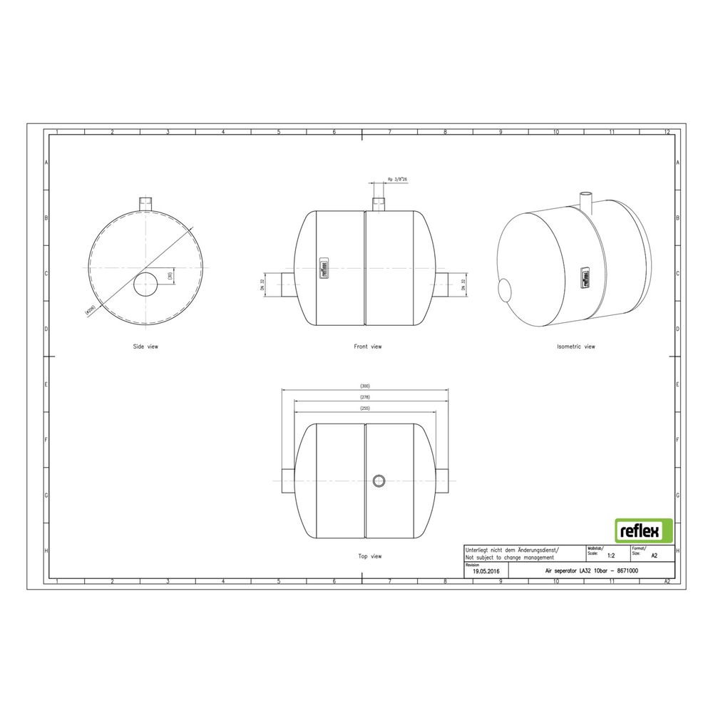 Reflex Luftabscheider LA 32, mit Anschweißstutzen, 10 bar, 110 Grad, Grau... REFLEX-8671000 4036705118135 (Abb. 3)