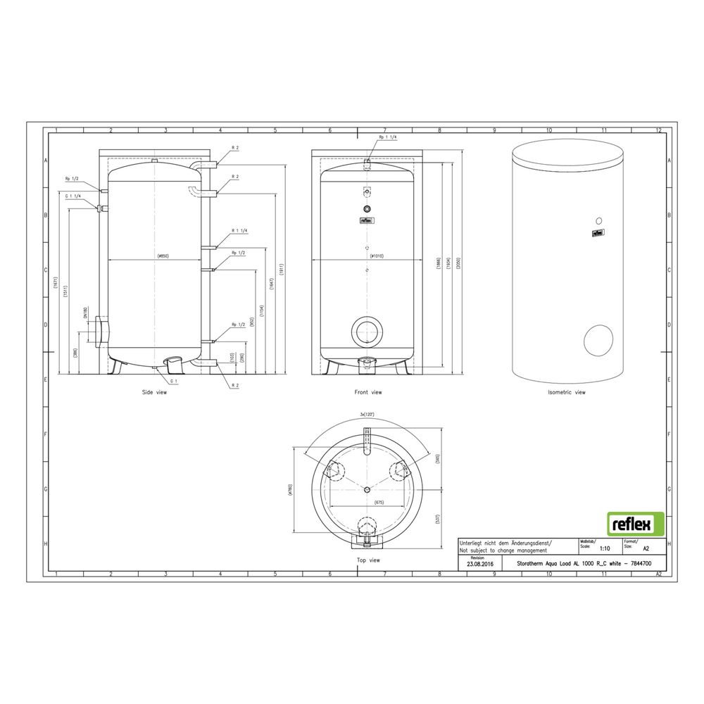 Reflex Storatherm Aqua Load Ladespeicher AL 1000/R_C, Nennvolumen 983l, 100mm Dämmung, ... REFLEX-7844700 4036705137105 (Abb. 3)