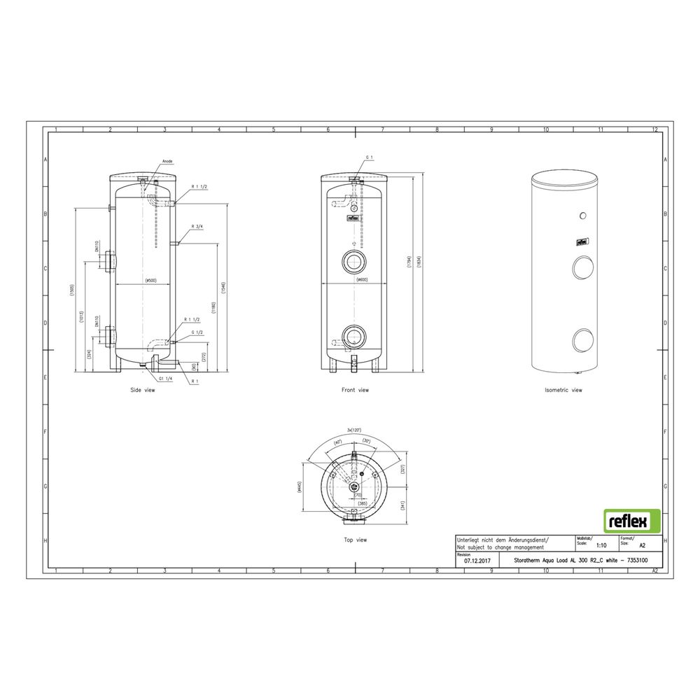 Reflex Storatherm Aqua Load Ladespeicher AL 300/R2_C, Nennvolumen 304l, 75mm Dämmung, W... REFLEX-7353100 4036705149245 (Abb. 3)