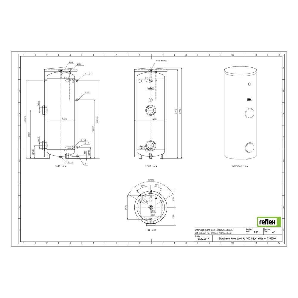 Reflex Storatherm Aqua Load Ladespeicher AL 500/R2_C, Nennvolumen 479l, 52mm Dämmung, W... REFLEX-7353200 4036705149252 (Abb. 3)