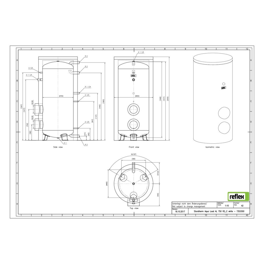 Reflex Storatherm Aqua Load Ladespeicher AL 750/R2_C, Nennvolumen 754l, 105mm Dämmung, ... REFLEX-7353300 4036705149269 (Abb. 3)