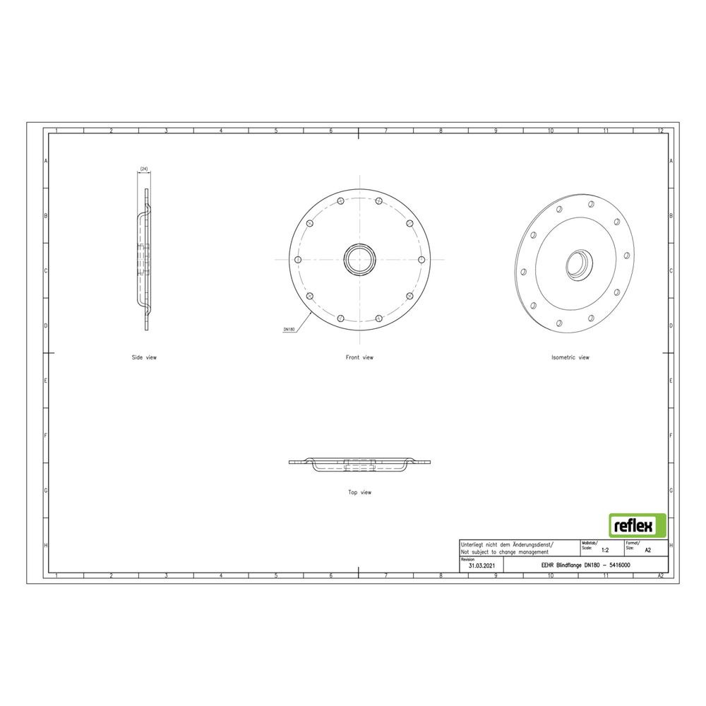 Reflex Flanschdichtung DN 180 für Storatherm Einschraubheizkörper... REFLEX-5416000 4036705035654 (Abb. 3)