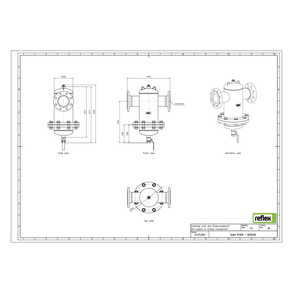Reflex Exdirt Schmutzabscheider D DN 100 R, mit Wartungsflansch und Flansch, 8-Loch, 10... REFLEX-8252430 4036705118876 (Abb. 2)