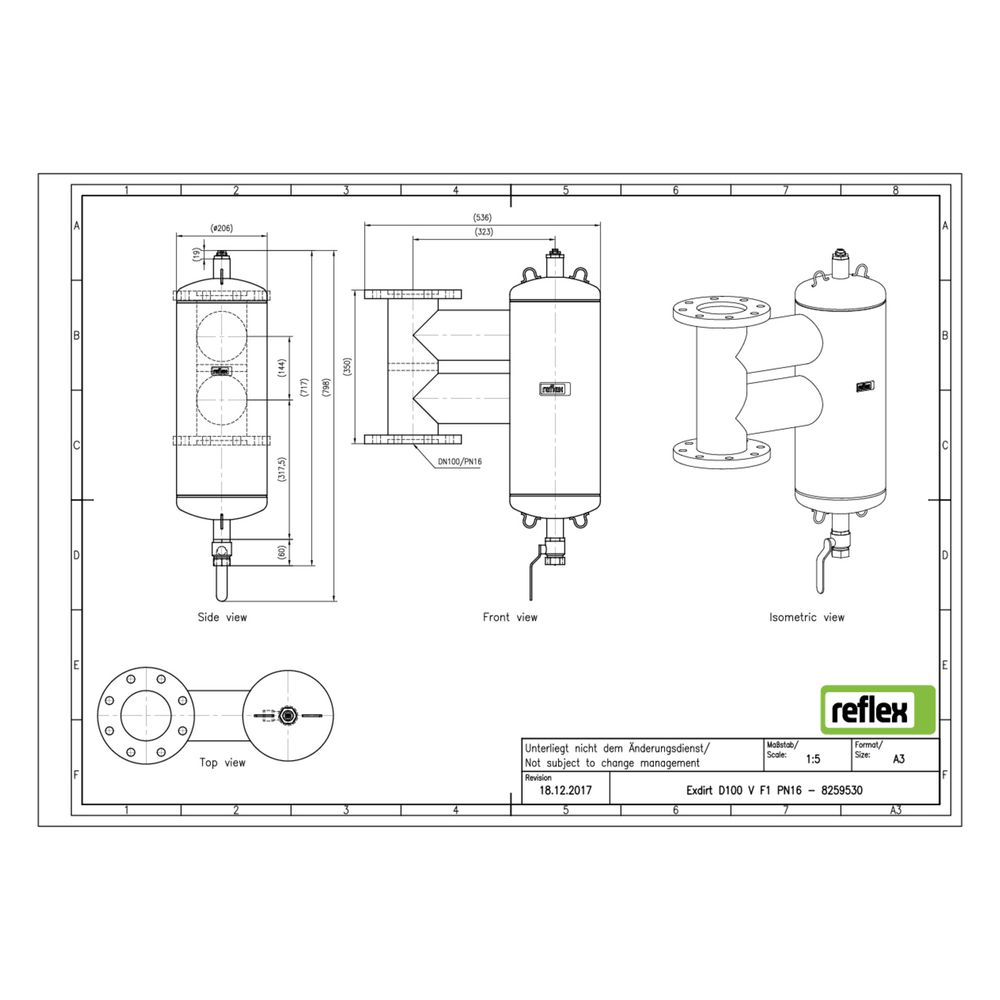 Reflex Exdirt Schmutzabscheider vertikal D 100 V, mit F1 Flansch, 10 bar... REFLEX-8259530 4036705150425 (Abb. 2)
