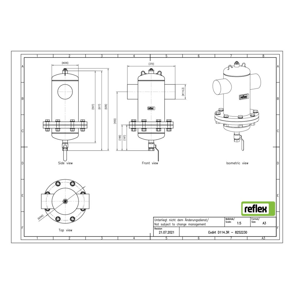 Reflex Exdirt Schmutzabscheider D 114,3mm R, mit Wartungsflansch und Schweißstutzen, 10... REFLEX-8252230 4036705118692 (Abb. 2)