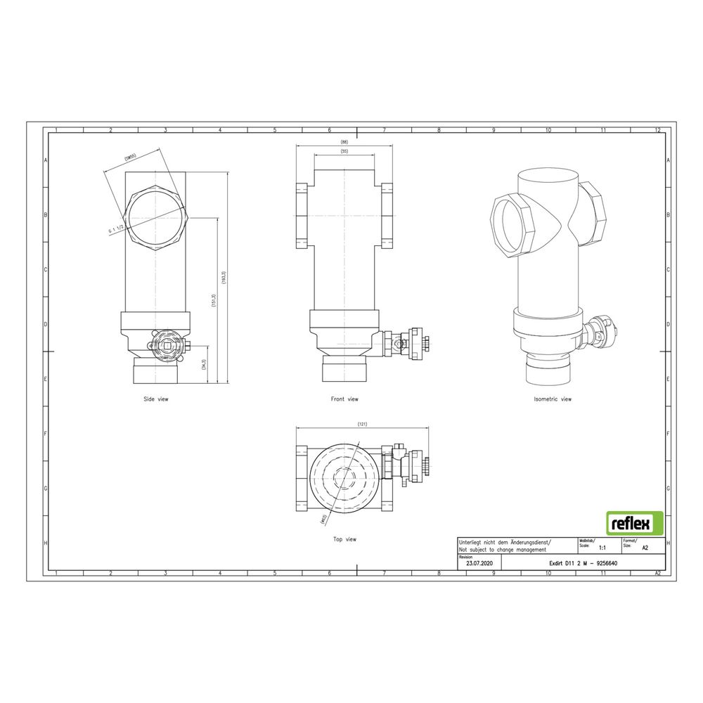Reflex Exdirt Schmutzabscheider D G 1 1/2" M, mit Gewinde und Magnet, 10 bar... REFLEX-9256640 4036705198922 (Abb. 3)