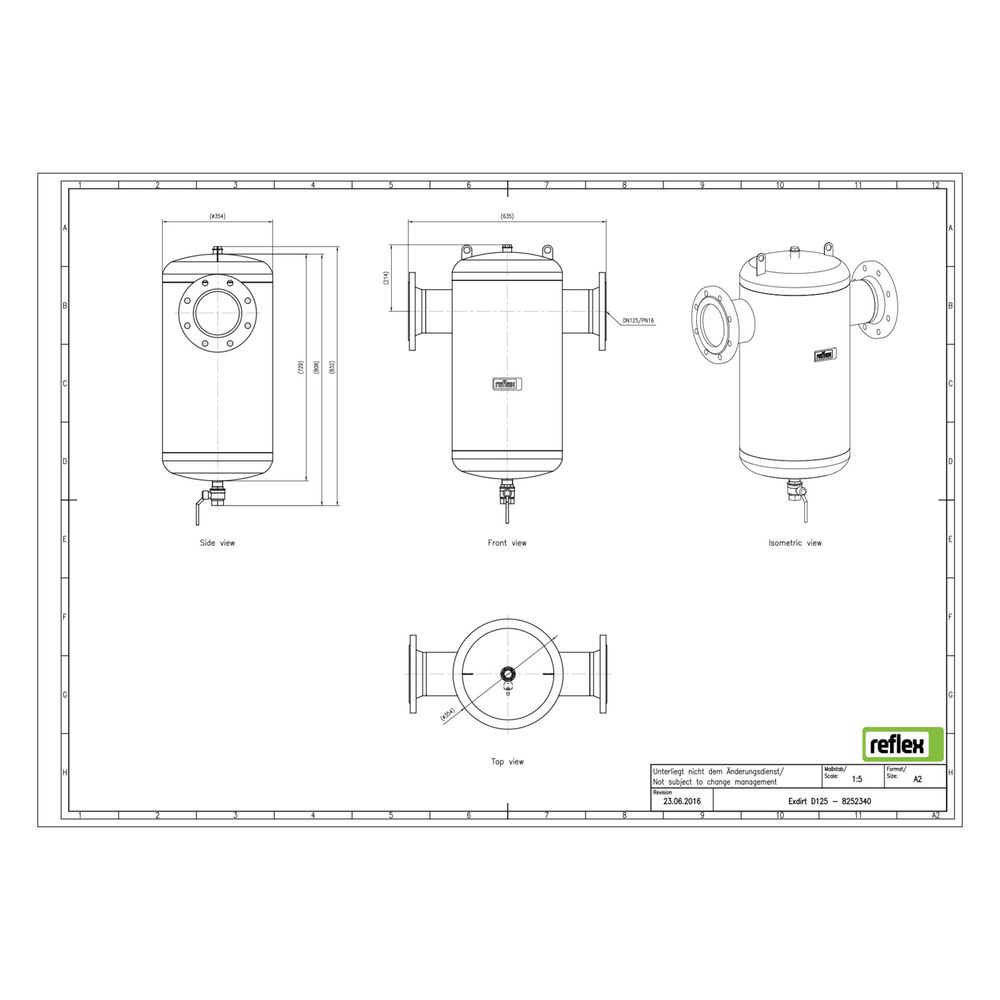Reflex Exdirt Schmutzabscheider D DN 125, mit Flansch, 8-Loch, 10 bar... REFLEX-8252340 4036705118791 (Abb. 2)
