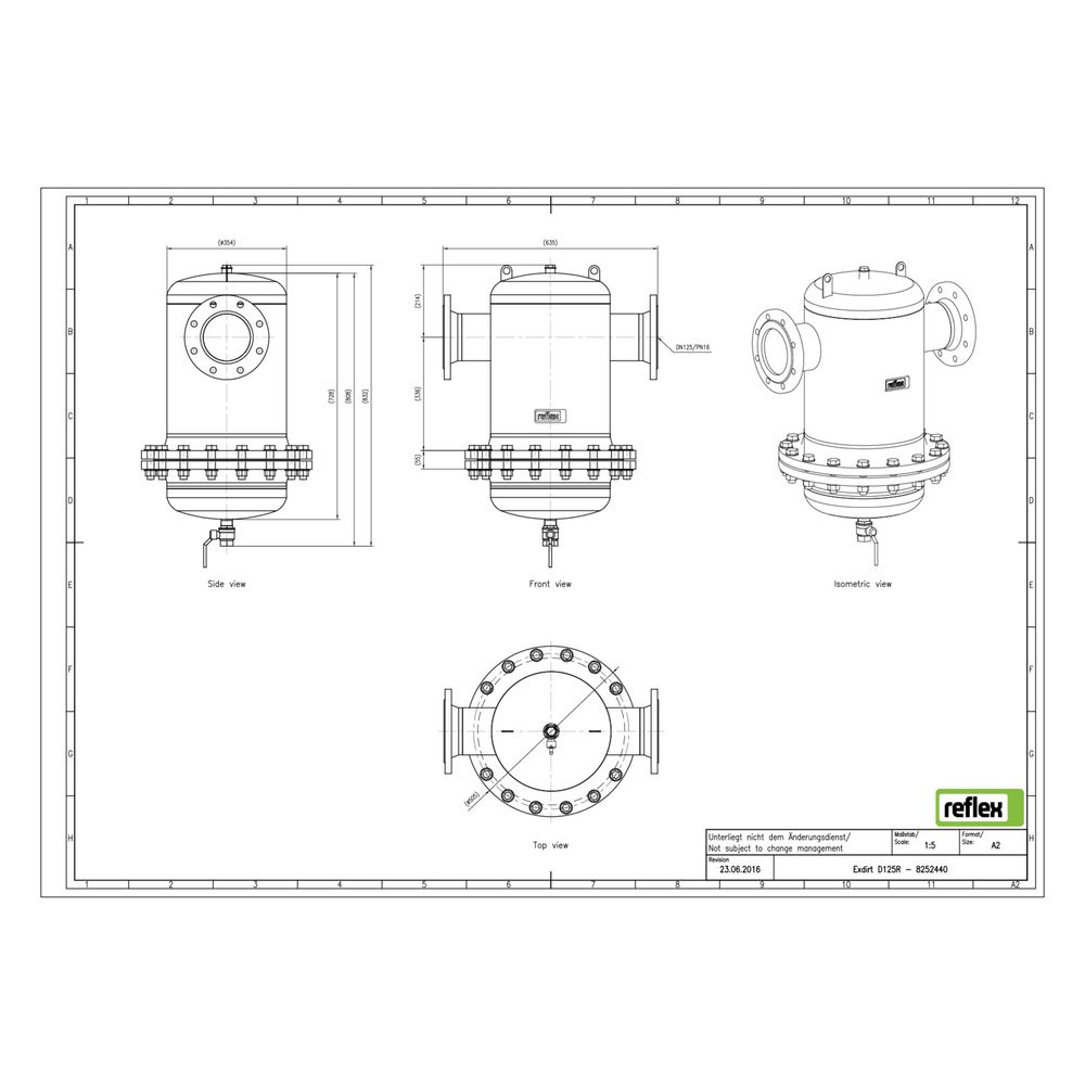 Reflex Exdirt Schmutzabscheider D DN 125 R, mit Wartungsflansch und Flansch, 8-Loch, 10... REFLEX-8252440 4036705118883 (Abb. 2)