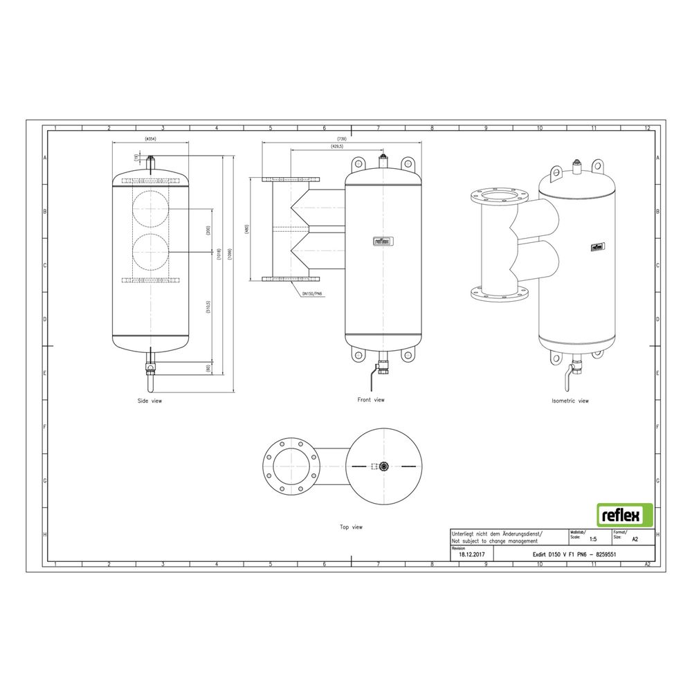 Reflex Exdirt Schmutzabscheider vertikal D 150 V, mit F1 Flansch, 6 bar... REFLEX-8259551 4036705166013 (Abb. 2)