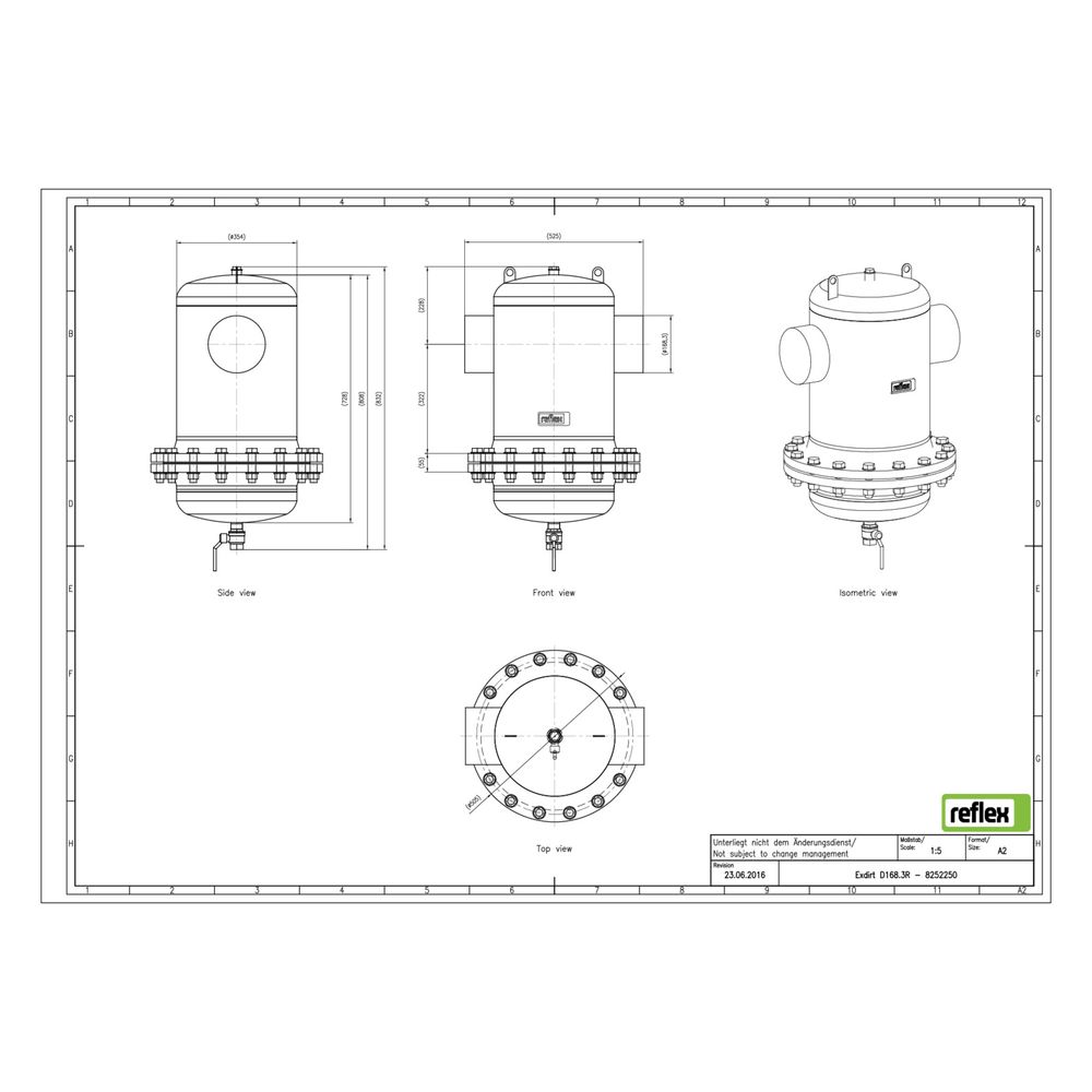 Reflex Exdirt Schmutzabscheider D 168,3mm R, mit Wartungsflansch und Schweißstutzen, 10... REFLEX-8252250 4036705118715 (Abb. 2)