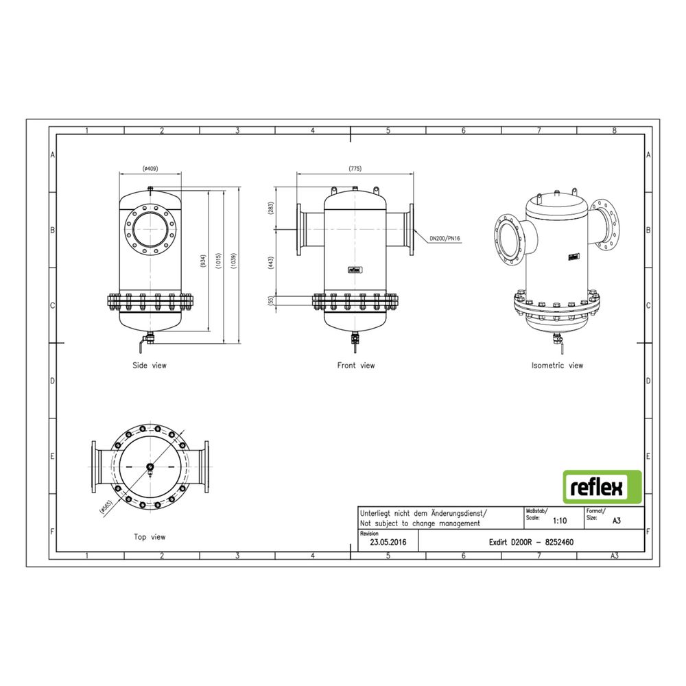 Reflex Exdirt Schmutzabscheider D DN 200 R, mit Wartungsflansch und Flansch, 12-Loch, 1... REFLEX-8252460 4036705118906 (Abb. 2)